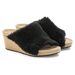 Papillio by Birkenstock [9] Namica Teddy Shearling Mule/Wedge Sandals - Black